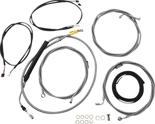 LA Choppers Complete Plug-and-Play Cable Kit Clear-Coated Natural Silver Alternate Length Braided Brake Line Clutch Line
