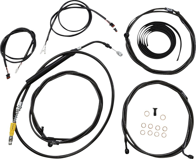 LA Choppers Complete Plug-and-Play Cable Kit Midnight Black Clear-Coated Alternate Length Braided Brake Line Clutch Line Black| Clear-Coated| Natural #LA-8058KT3-16M
