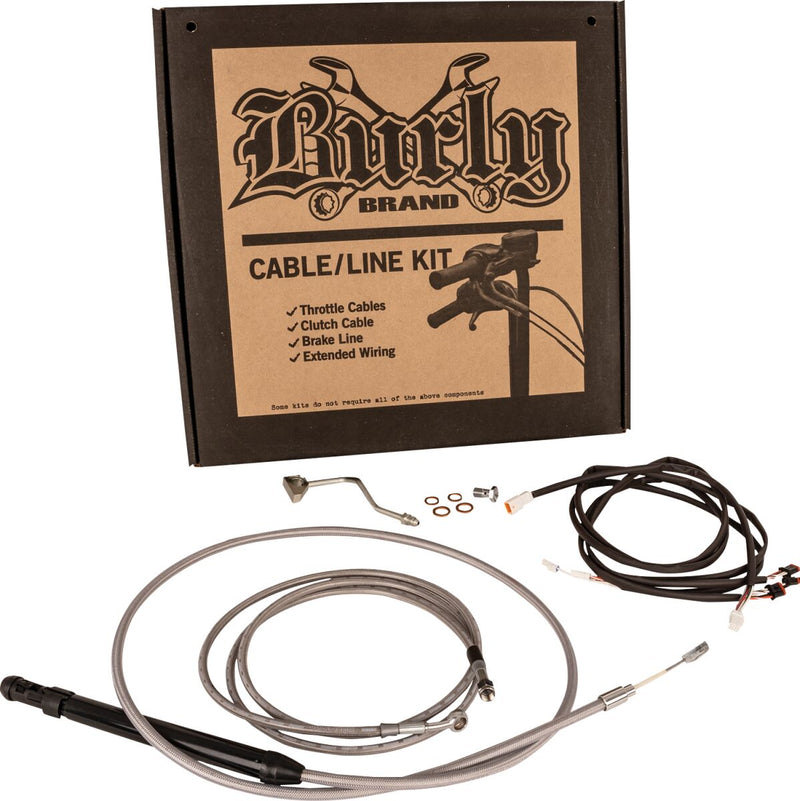 Burly Brand Touring Model Control Kit Complete Cable Kit Silver Brake Line Clutch Line Each