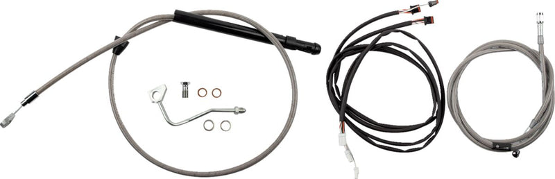 Burly Brand Touring Model Control Kit Complete Cable Kit Silver Brake Line Clutch Line