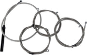 LA Choppers Complete Stainless Braided Handlebar Cable/Brake Line Kit Cable Kit Clear-Coated Natural Silver Clutch Line #LA-8059KT2-08