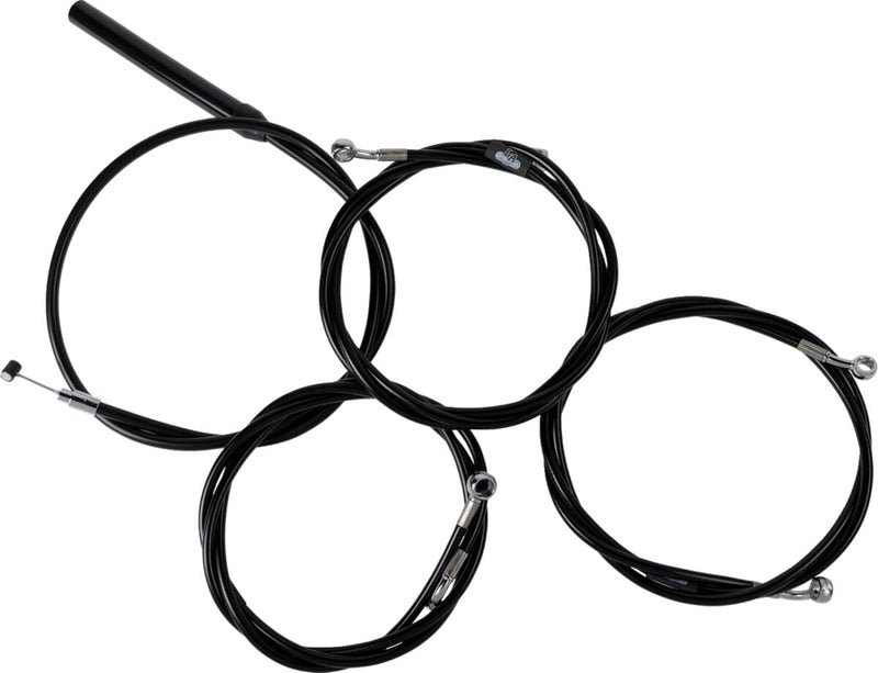 LA Choppers Complete Black Vinyl Braided Handlebar Cable/Brake Line Kit Cable Kit Clear-Coated Clutch Line Black| Clear-Coated| Natural