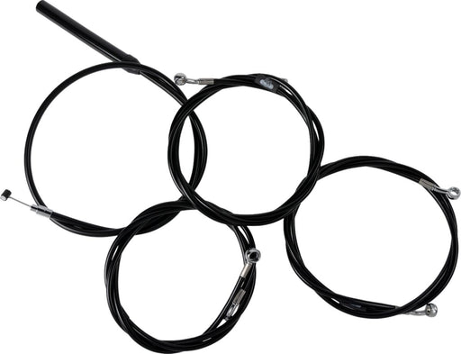 LA Choppers Complete Black Vinyl Braided Handlebar Cable/Brake Line Kit Cable Kit Clear-Coated Clutch Line Black| Clear-Coated| Natural