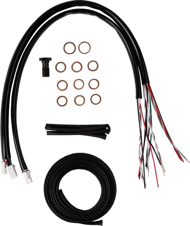 LA Choppers Complete Midnight Braided Handlebar Cable/Brake Line Kit Cable Kit Black Clear-Coated Clutch Line Each
