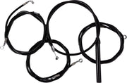 LA Choppers Complete Black Vinyl Braided Handlebar Cable/Brake Line Kit Cable Kit Clear-Coated Alternate Length Clutch Line Black| Clear-Coated| Natural