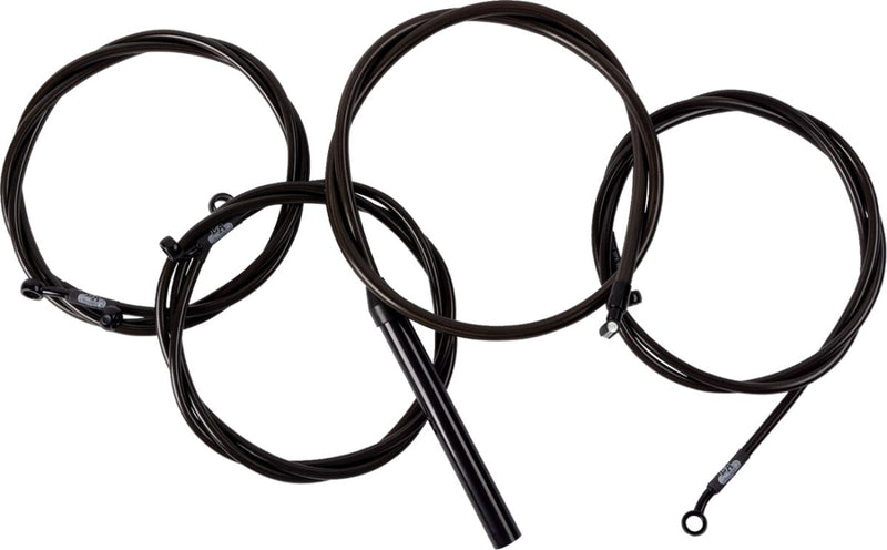 LA Choppers Complete Midnight Braided Handlebar Cable/Brake Line Kit Cable Kit Black Clear-Coated Alternate Length Clutch Line Black| Clear-Coated| Natural #LA-8059KT2-13M