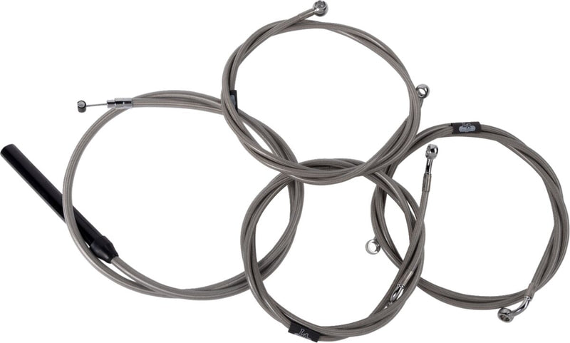 LA Choppers Complete Stainless Braided Handlebar Cable/Brake Line Kit for 2023-2025 Harley-Davidson Cable Kit Clear-Coated Natural Silver Alternate... #LA-8059KT2-16