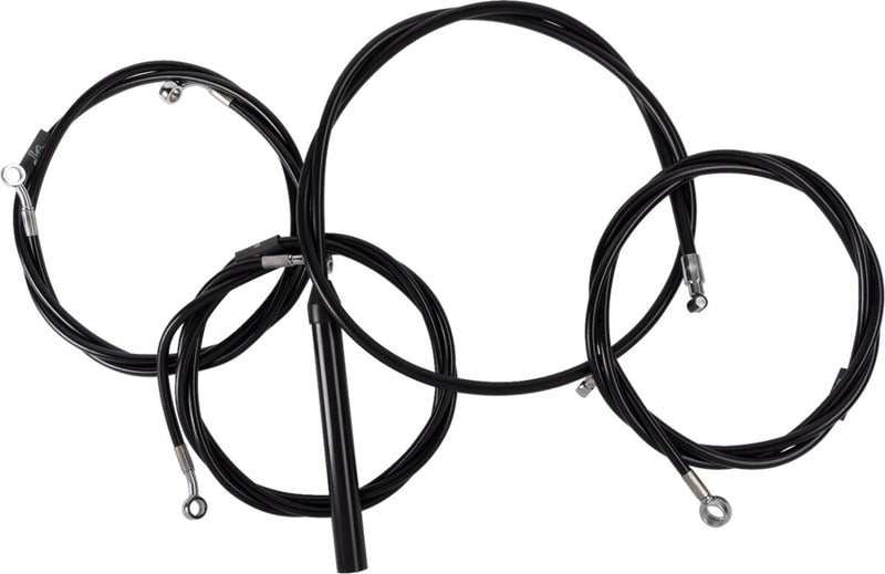 LA Choppers Complete Black Vinyl Braided Handlebar Cable/Brake Line Kit Cable Kit Clear-Coated Alternate Length Clutch Line Black| Clear-Coated| Natural