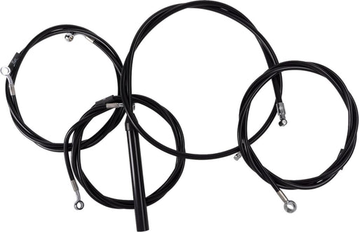 LA Choppers Complete Black Vinyl Braided Handlebar Cable/Brake Line Kit Cable Kit Clear-Coated Alternate Length Clutch Line Black| Clear-Coated| Natural