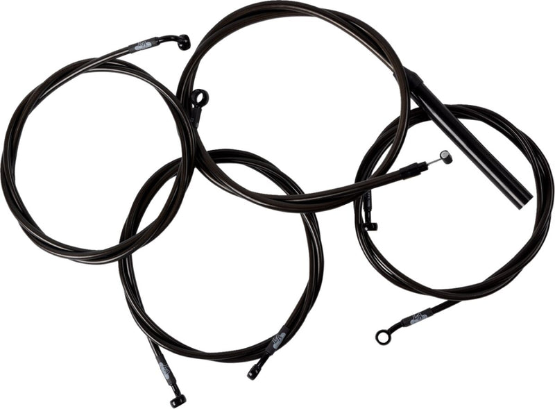 LA Choppers Complete Midnight Braided Handlebar Cable/Brake Line Kit Cable Kit Black Clear-Coated Alternate Length Clutch Line Black| Clear-Coated| Natural #LA-8059KT2-16M