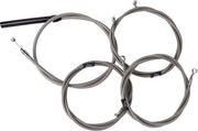 LA Choppers Complete Stainless Braided Handlebar Cable/Brake Line Kit Cable Kit Clear-Coated Natural Silver Alternate Length Clutch Line #LA-8059KT2-19