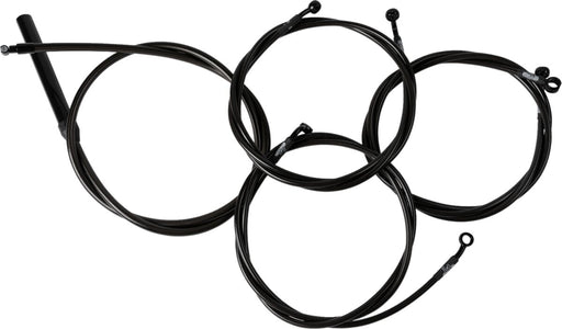 LA Choppers Complete Midnight Braided Handlebar Cable/Brake Line Kit Cable Kit Black Clear-Coated Clutch Line Black| Clear-Coated| Natural