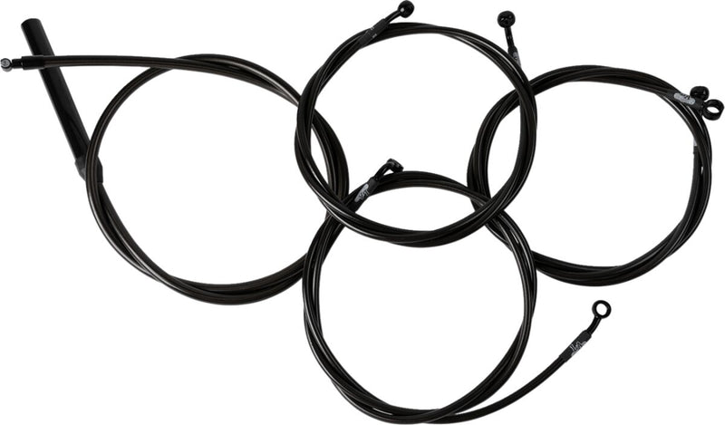 LA Choppers Complete Midnight Braided Handlebar Cable/Brake Line Kit Cable Kit Black Clear-Coated Clutch Line Black| Clear-Coated| Natural #LA-8059KT2-19M