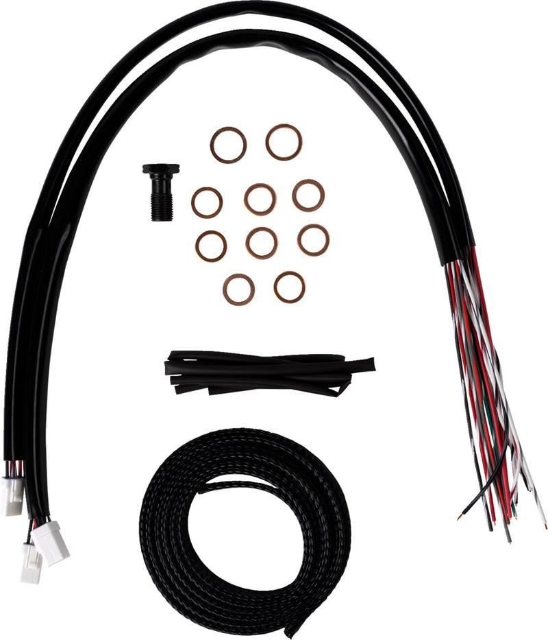 LA Choppers Complete Midnight Braided Handlebar Cable/Brake Line Kit Cable Kit Black Clear-Coated Clutch Line Each