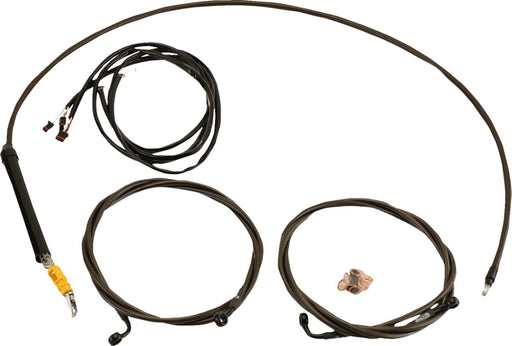 LA Choppers Complete Plug-and-Play Cable Kit Midnight Black Clear-Coated Alternate Length Braided Brake Line Clutch Line Black| Clear-Coated| Natural