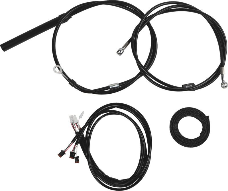 LA Choppers Complete Plug-and-Play Cable Kit Black Clear-Coated Alternate Length Braided Brake Line Clutch Line Black| Clear-Coated| Natural