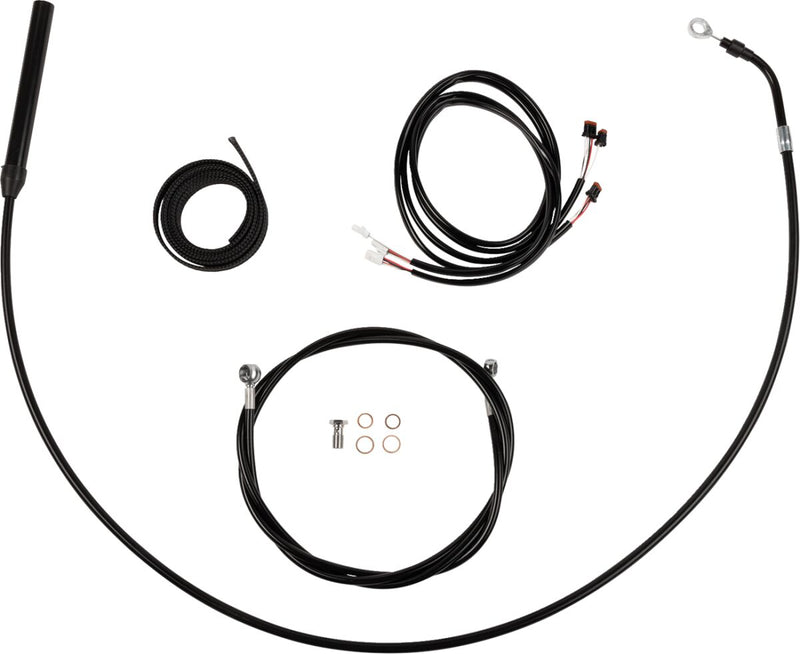 LA Choppers Complete Plug-and-Play Cable Kit Black Clear-Coated Alternate Length Braided Brake Line Clutch Line Black| Clear-Coated| Natural #LA-8062KT3-16B