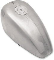 Drag Specialties Gas Tank with Chrome Aero-Style Gas Cap Raw Silver High Tunnel Rubber Mount Steel
