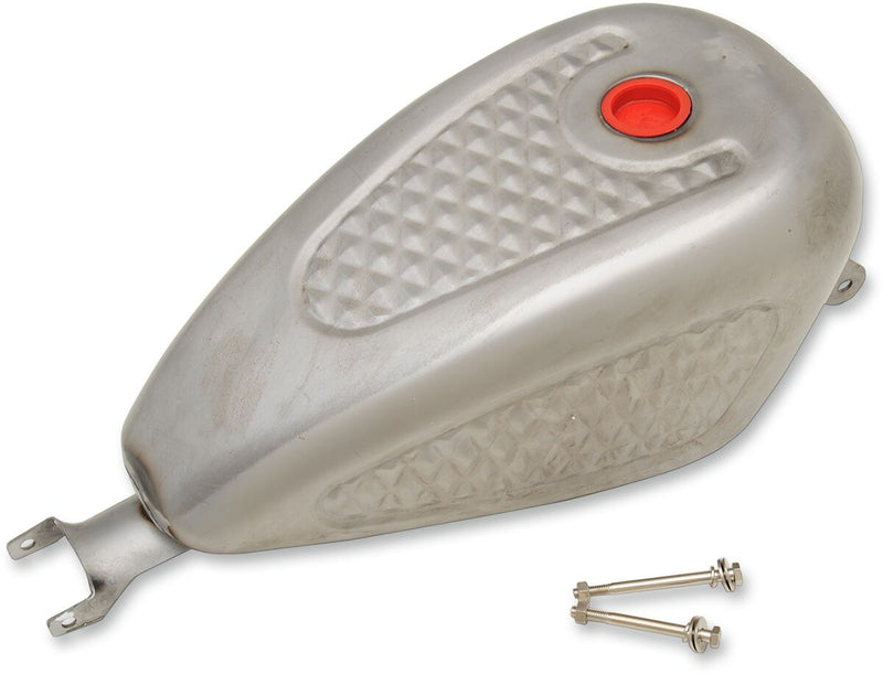 Drag Specialties Custom Gas Tank Raw Silver Diamond Custom Tank Steel #63585D
