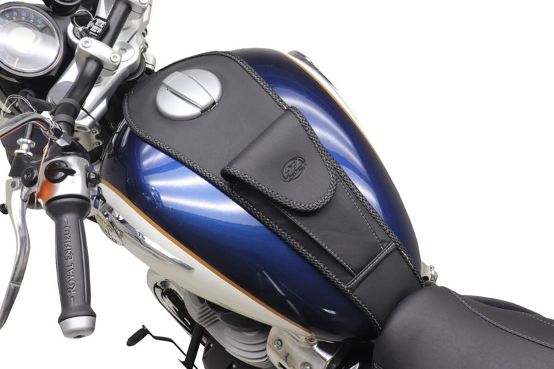 Mustang Tank Bib with Pouch for 2023-2025 ROYAL ENFIELD SUPER METEOR 650 ABS Black Plain Fuel Tank Vinyl #93371ST