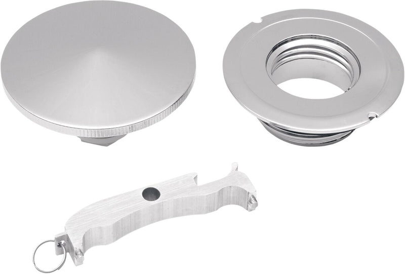 Drag Specialties Gas Cap with Paint Protectors Fuel Cap Chrome Silver Vented #012029