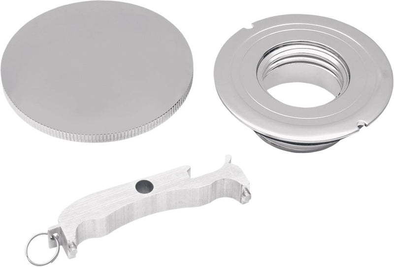 Drag Specialties Gas Cap with Paint Protectors Fuel Cap Chrome Silver Non-Vented