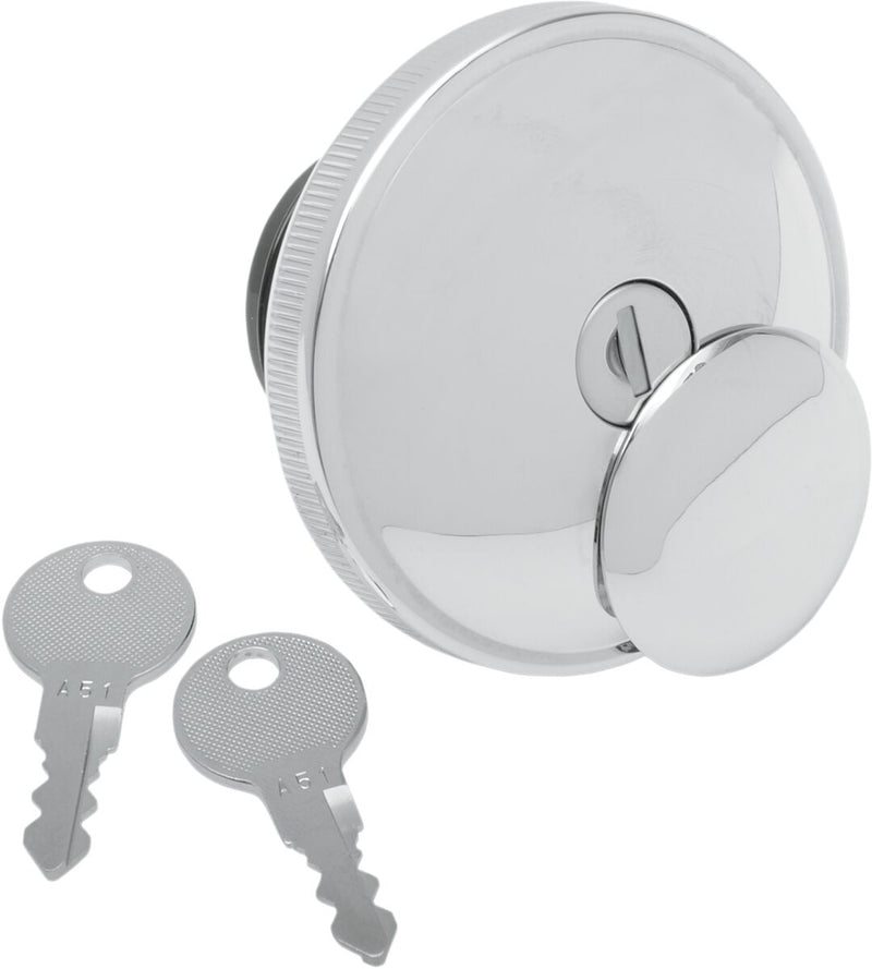 Drag Specialties Screw-In Locking Gas Cap Fuel Cap Chrome Silver Screw Cap Non-Vented #03-0318A-B