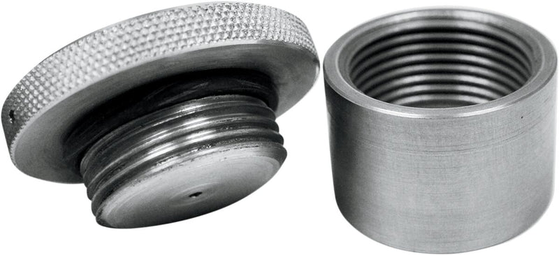 LA Choppers Vented Gas Cap with Weld-On Bung Fuel Cap Raw Silver Knurled Steel #LA-7450-00