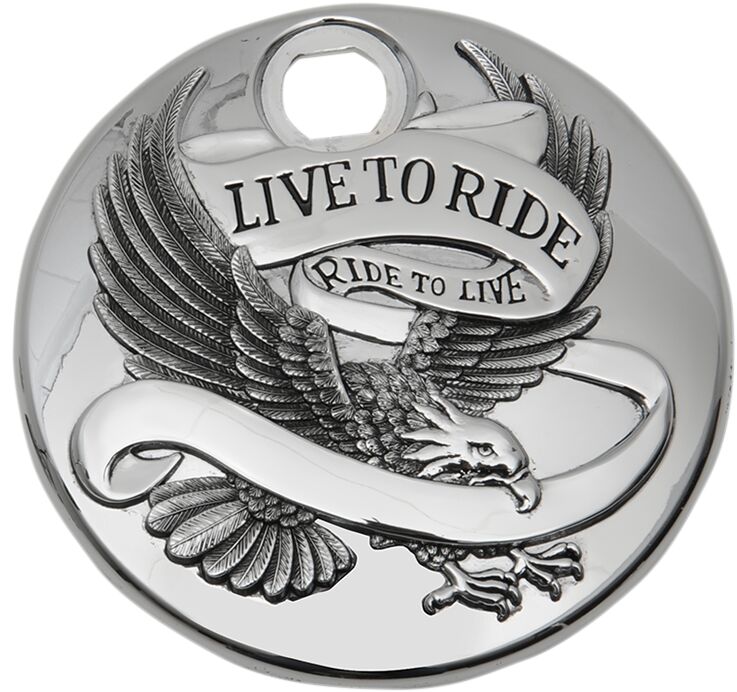 Drag Specialties "Live to Ride" Fuel Console Door Chrome Silver Die-Cast #T22-0150CA