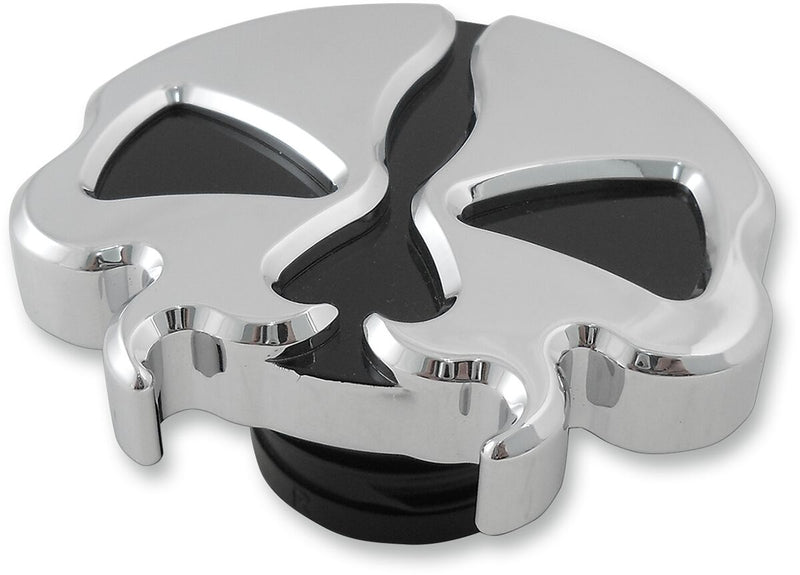 Drag Specialties Split Skull Gas Cap Fuel Cap Chrome Silver Non-Vented Aluminium Die-Cast
