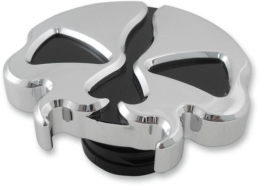 Drag Specialties Split Skull Gas Cap Fuel Cap Chrome Silver Non-Vented Aluminium Die-Cast