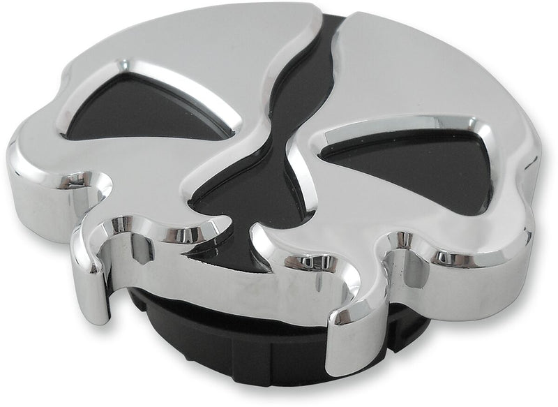 Drag Specialties Split Skull Gas Cap Fuel Cap Chrome Silver Dummy Aluminium Die-Cast