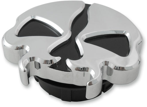 Drag Specialties Split Skull Gas Cap Fuel Cap Chrome Silver Dummy Aluminium Die-Cast