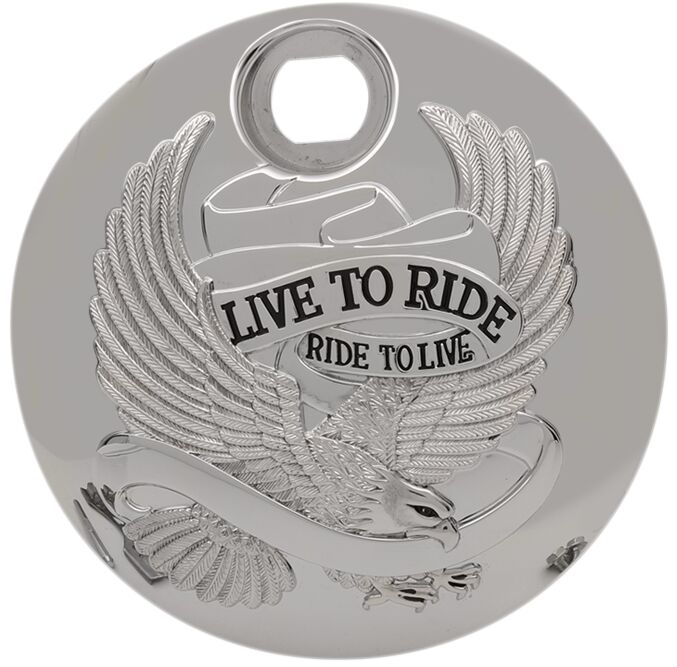 Drag Specialties "Live to Ride" Fuel Console Door Chrome Silver Die-Cast #T22-0151CA