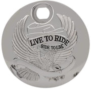 Drag Specialties "Live to Ride" Fuel Console Door Chrome Silver Die-Cast