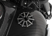 Arlen Ness Black Anodised Vented 10 Gauge Gas Cap w/Carved Accents for Various Various Harley-Davidson Motorcycles (See Fitment List)