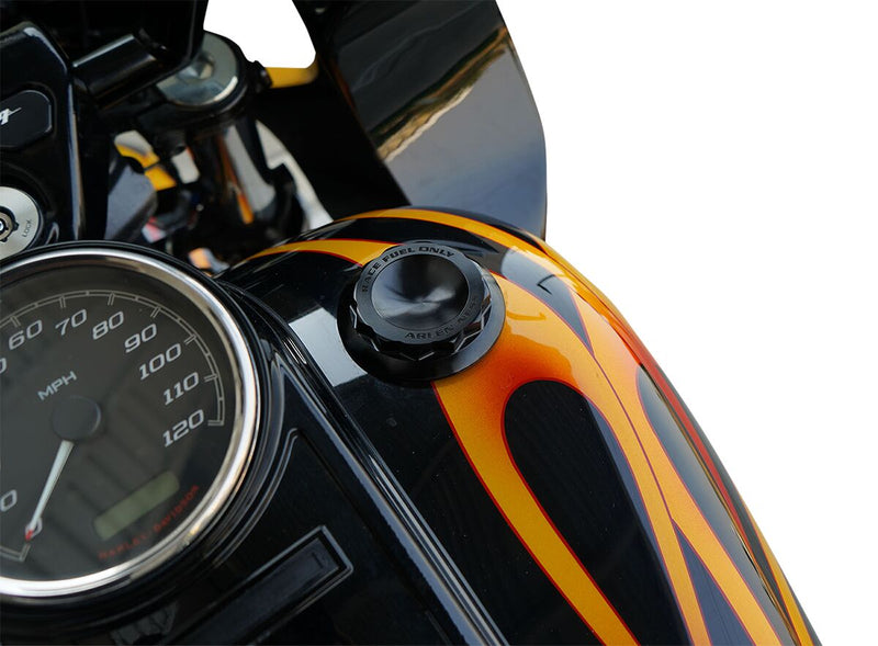 Arlen Ness Black Anodised Vented 12 Point Gas Cap for Various Various Harley-Davidson Motorcycles (See Fitment List)