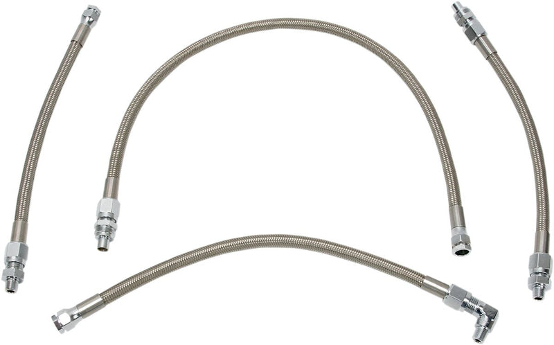 Drag Specialties Stainless Steel Braided Oil Line Kit Chrome Silver