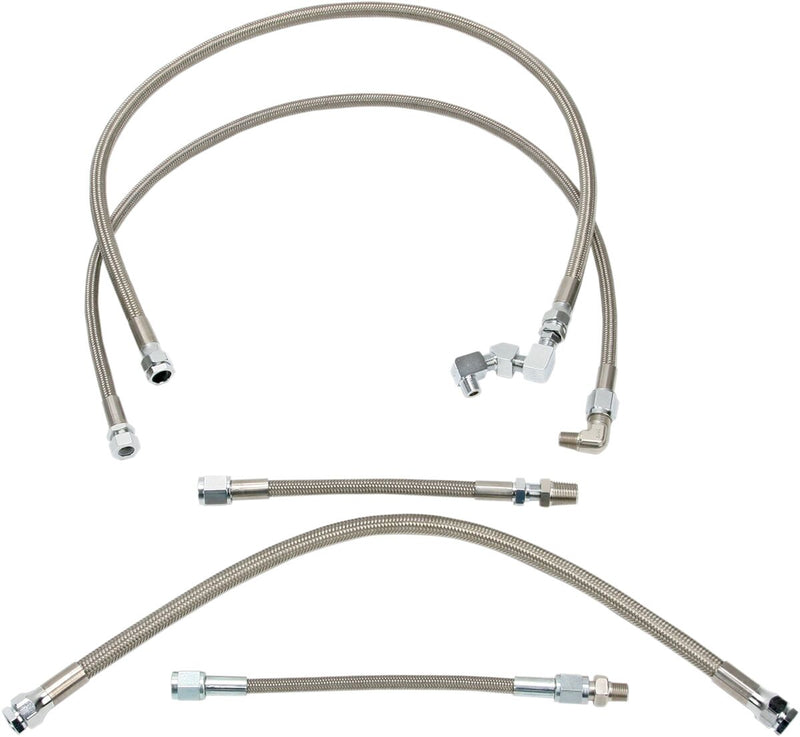 Drag Specialties Stainless Steel Braided Oil Line Kit Chrome Silver