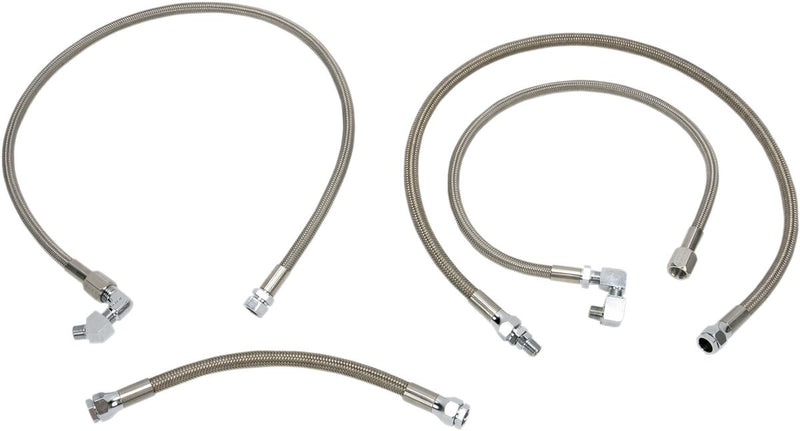 Drag Specialties Stainless Steel Braided Oil Line Kit Chrome Silver #606008