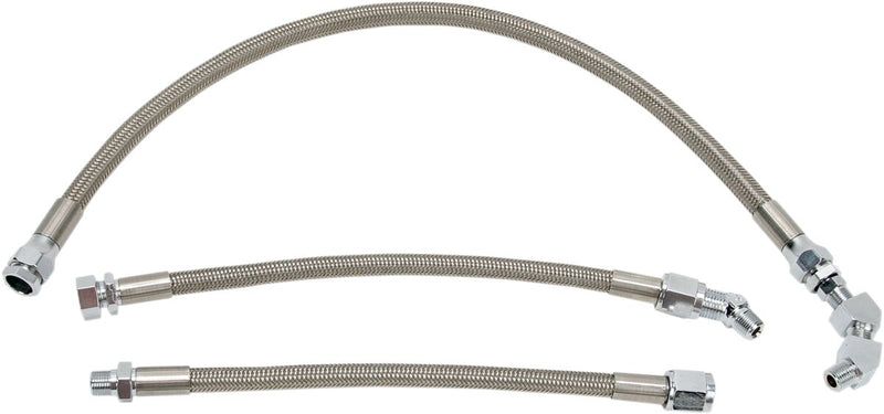 Drag Specialties Stainless Steel Braided Oil Line Kit Chrome Silver #606009