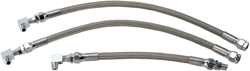 Drag Specialties Stainless Steel Braided Oil Line Kit Chrome Silver
