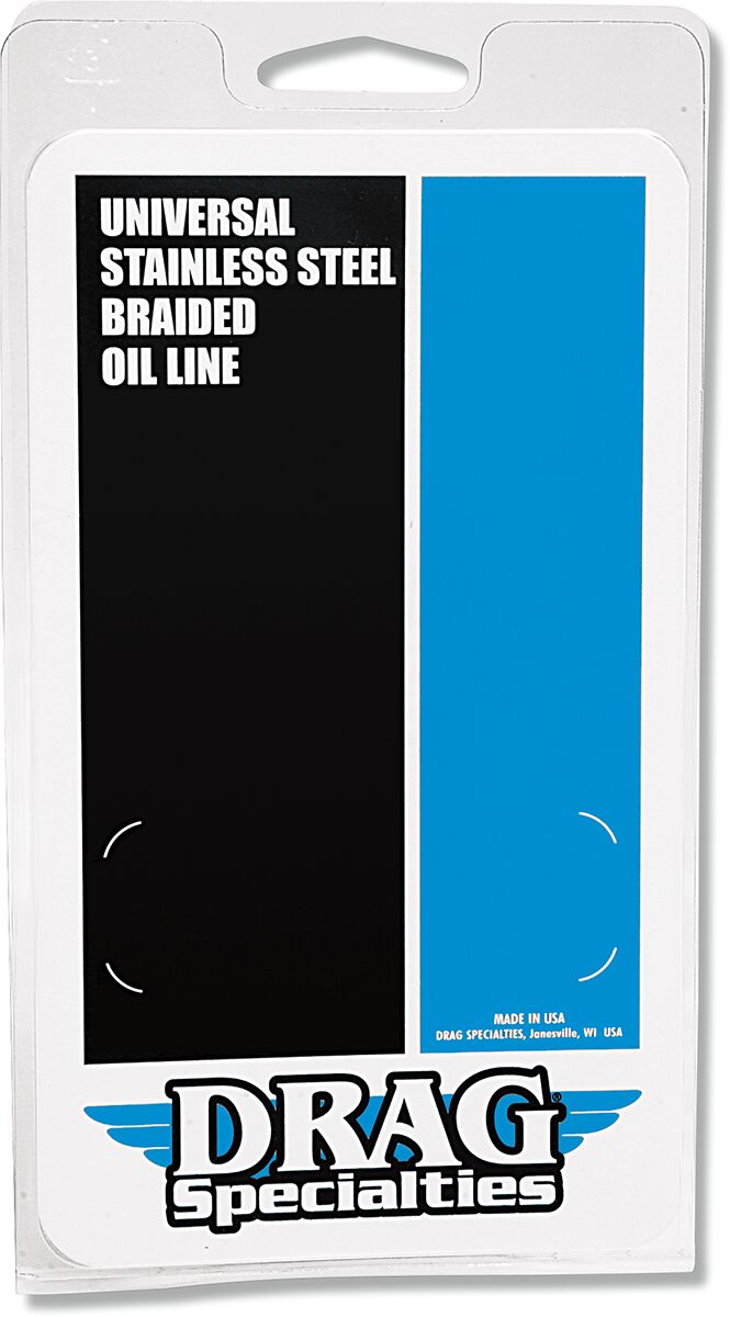 Drag Specialties Universal Stainless Steel Braided Oil Line Chrome Silver Each