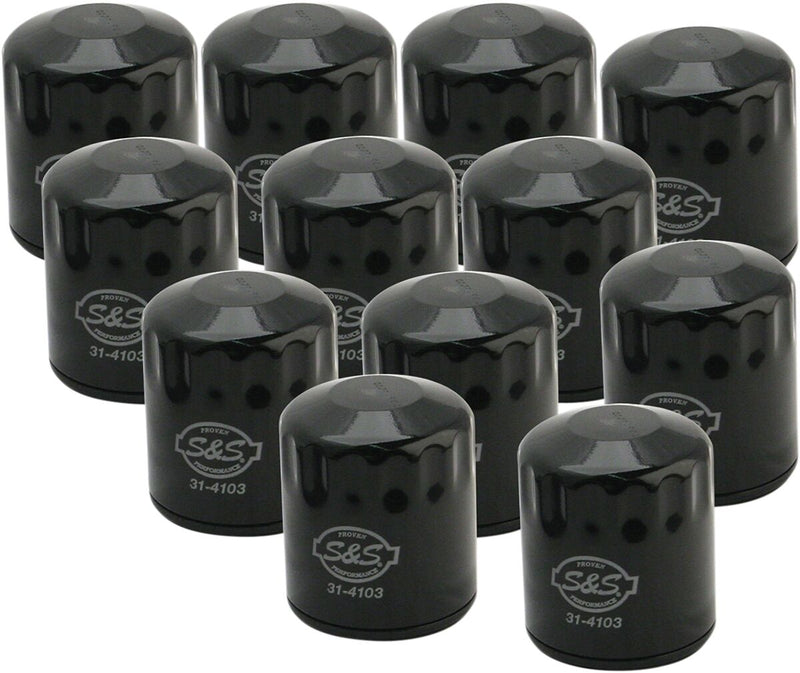 S&S Cycle Oil Filter Black Canister Steel 12 Pack