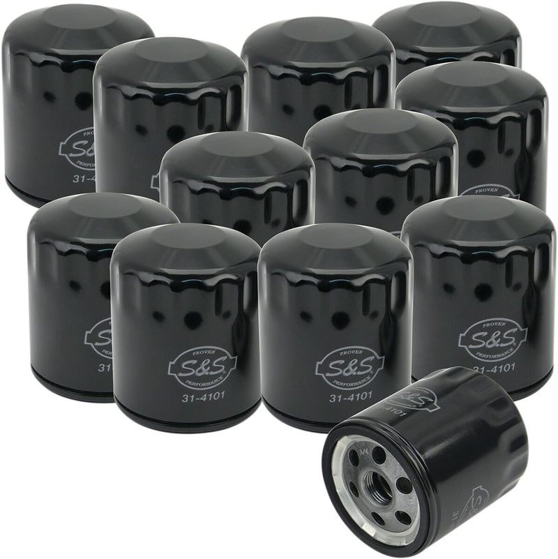 S&S Cycle Oil Filter Black Canister Steel 12 Pack