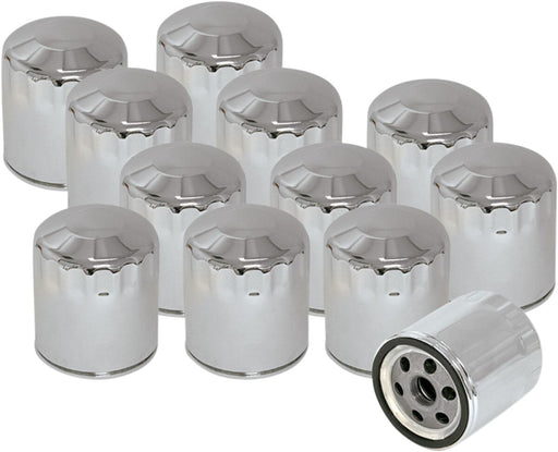 S&S Cycle Oil Filter Chrome Silver Canister Steel 12 Pack