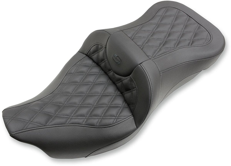 Saddlemen Road Sofa Lattice Stitch Extended Reach Seat w/o Backrest for 2008-2025 Harley-Davidson Touring and 2009-2013 Harley-Davidson Trikes Black #808-07B-184