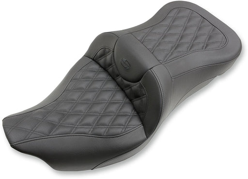 Saddlemen Road Sofa Lattice Stitch Extended Reach Seat w/o Backrest for 2008-2025 Harley-Davidson Touring and 2009-2013 Harley-Davidson Trikes Black