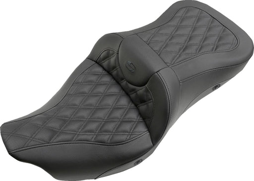 Saddlemen Heated Road Sofa Lattice Stitch Extended Reach Seat w/o Backrest for 2009-2013 Harley-Davidson Trike and 2008-2025 Harley-Davidson Touring Models