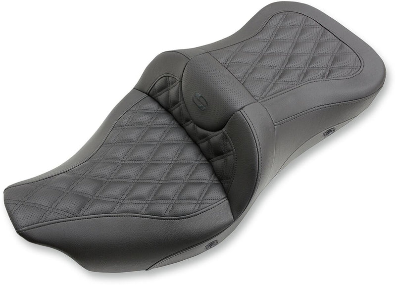 Saddlemen Heated Road Sofa Lattice Stitch Extended Reach Seat w/o Backrest for 2009-2013 Harley-Davidson Trike and 2008-2025 Harley-Davidson Touring Models